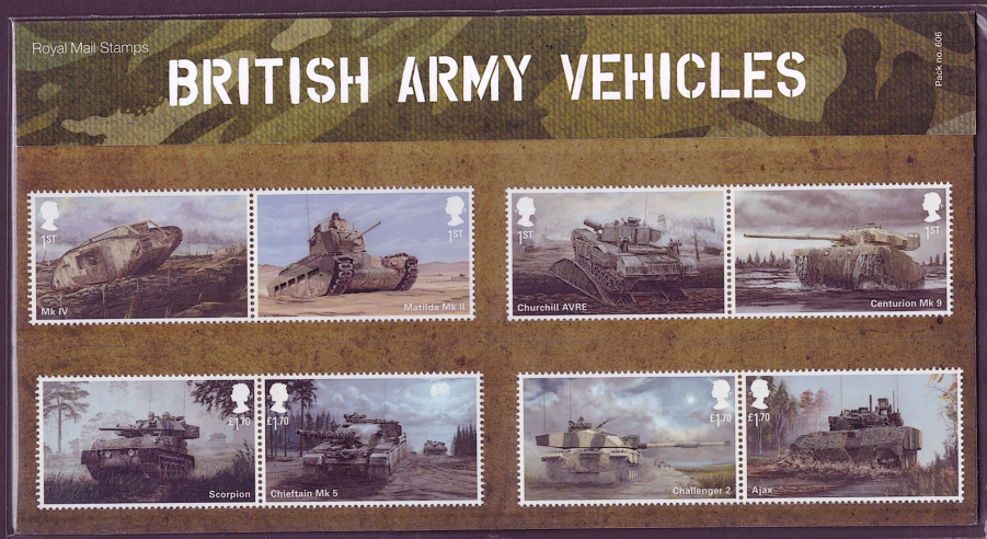 (image for) 2021 British Army Vehicles Royal Mail Presentation Pack 606